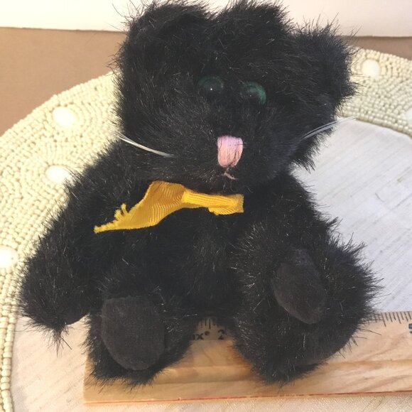 VTG Boyds Jointed Black Kitty Plush Mini Cat Archive Series 4" Collectible 1980s - Picture 4 of 8